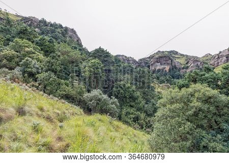 The Landscape On The Hiking Trail To The Grotto Near Mahai In The Drakensberg