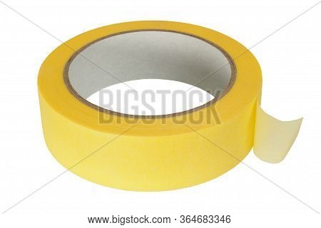 Yellow Painter's Tape Isolated On White Nackground