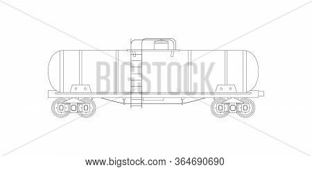 Outline Wagon Cistern Tank Train. Vector Illustration