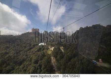 Da Nang, Vietnam - 16january 2020: Cable Car To Ba Na Hills Mountain Resort Sunworld, Touristic Comp
