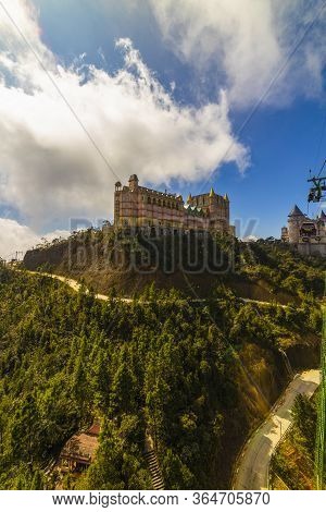 Da Nang, Vietnam - 16January 2020: Cable Car To Ba Na Hills Mountain Resort Sunworld, Touristic Comp