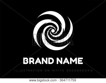 Abstract Spiral Circle Design. Vector Logo On Black Background.