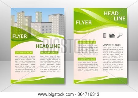 Green Vector Template Design For Business Brochure, Flyer, Poster, Booklet, Presentation, Annual Rep