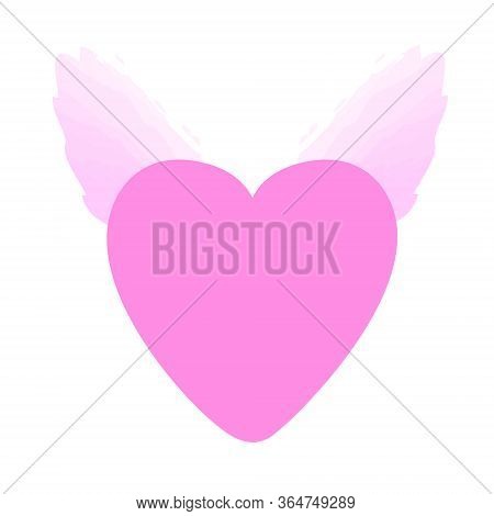Pink Heart With Pink Wings Illustration On A White Background