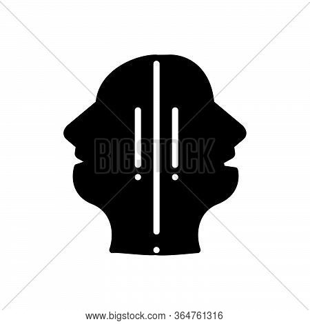 Black Solid Icon For Two Faced Doublehanded Two-tongued Two-edged