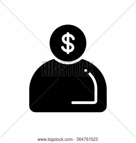 Black Solid Icon For Money Oriented  Man Investor Wealth Manager