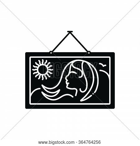 Black Solid Icon For Painting Of Woman Distaff Dame Femal