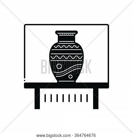 Black Solid Icon For Vase Exhibit Kalash Jar  Ewer