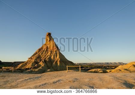 Bardenas Reales is a Spanish natural park of wild beauty, it is a semi-desert landscape in which erosion has carved whimsical shapes to create almost lunar effects with badlands and lonely hills