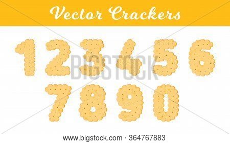 Health Cracker. Isolated Cookie Number Figure: One, Two, Three, Four, Five, Six, Seven, Eight, Nine,