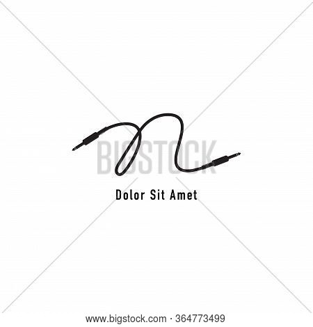 Letter N Alphabet Vector Illustration. Cable Jack Logo Concept. Audio Logo Design Template. Handwrit