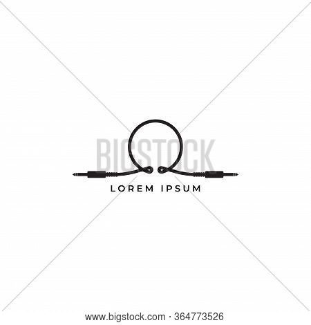 Audio Logo Design Template. Cable Jack Logo Concept Forming Letter O Alphabet. Isolated, Audio Equip
