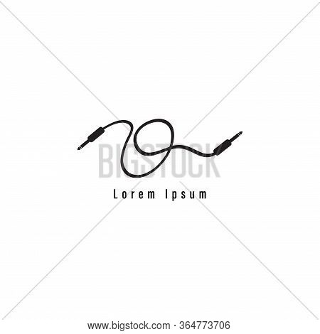 Audio Logo Design Template. Letter O Alphabet Vector Illustration. Cable Jack Logo Concept. Handwrit
