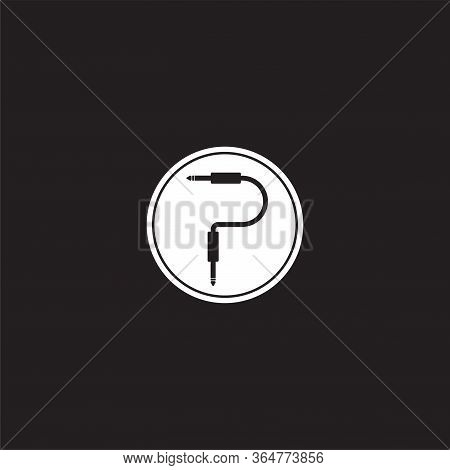 Cable Jack Logo Concept Forming Letter P Alphabet With Ellipse Shape Behind. Audio Logo Design Templ