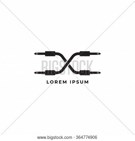 Cable Jack Logo Concept. Audio Logo Design Template. Letter X Uppercase Alphabet Vector Illustration