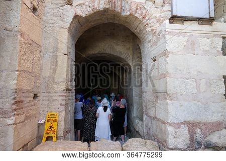 Demre, Antalya, Turkey - June 03, 2019: Tourists In The Church Of St. Nicholas The Wonderworker. Anc
