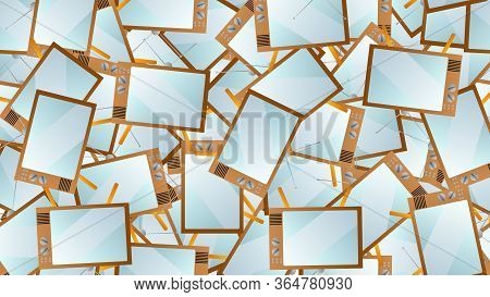 Seamless Pattern From Retro Old Hipster Tvs From The 70s, 80s, 90s, 2000s, Background.