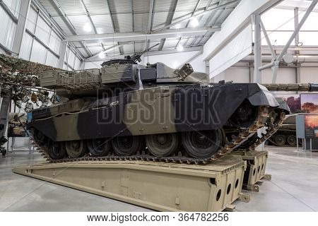 Bovington.dorset.united Kingdom.february 9th 2020.a Chieftain Tank Is On Display At The Tank Museum