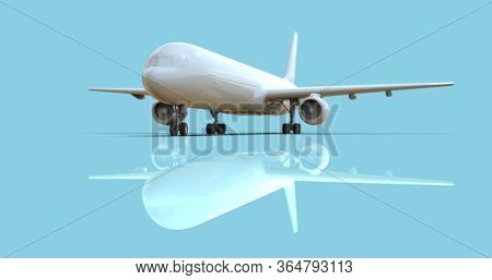 BlankÂ Mockup AircraftÂ on a Blue Background, White Clear FuselageÂ Glossy Commercial Jet Airplane,Â Take Off,Â AirlineÂ Travel Passenger Plane,Â Aviation Wings and Landing AirplaneÂ 3d illustration