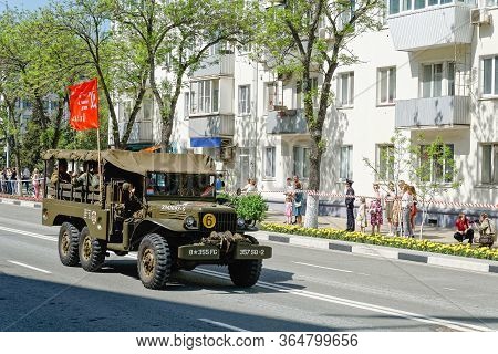 Samara, Russia - May 9, 2019: A Historical Example Of Military Equipment Army Off-road Vehicle Dodge