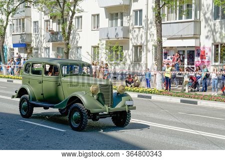 Samara, Russia - May 9, 2019: A Historical Example Of Military Equipment Army Off-road Vehicle Gaz-6