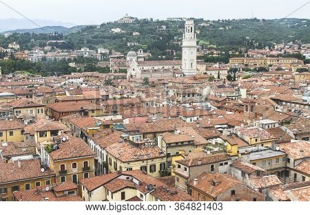 Roofs Of Verona, Italy As Seem From The Lamberti Tower Height, Torre Dei Lamberti