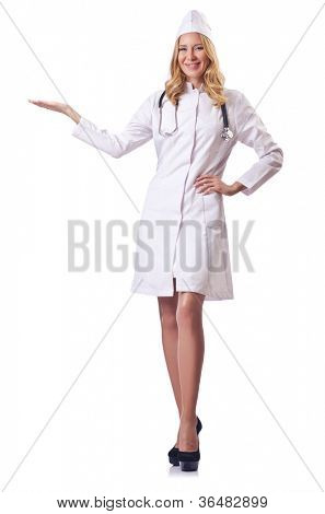 Attrative žena doktor izolované na bílém