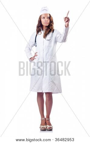 Attrative žena doktor izolované na bílém