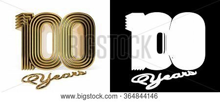 Number 100 (number One Hundred) Anniversary Celebration Design With Five Parallel Lines On A White B