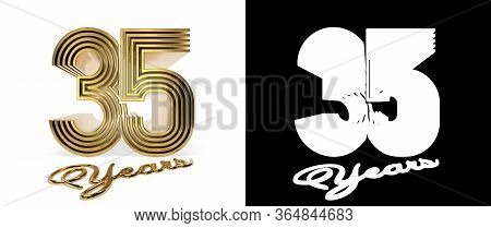 Number 35 (number Thirty-five) Anniversary Celebration Design With Five Parallel Lines On A White Ba