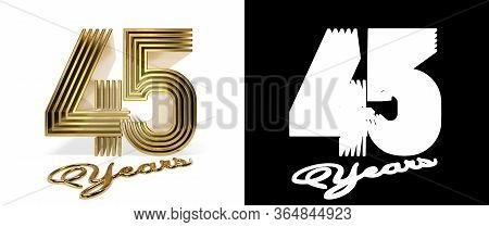 Number 45 (number Forty-five) Anniversary Celebration Design With Five Parallel Lines On A White Bac