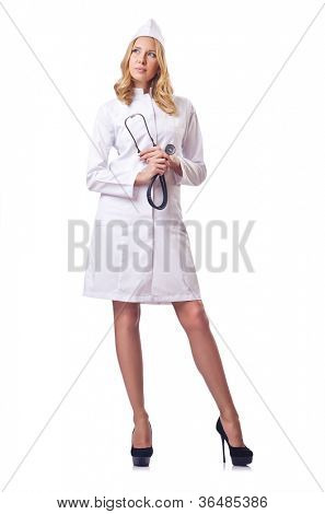 Attrative žena doktor izolované na bílém