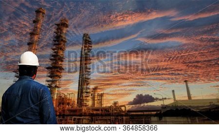 New Generation Factory Technology, Industrial Landscape, Double Exposure Immage, Factory Business Li