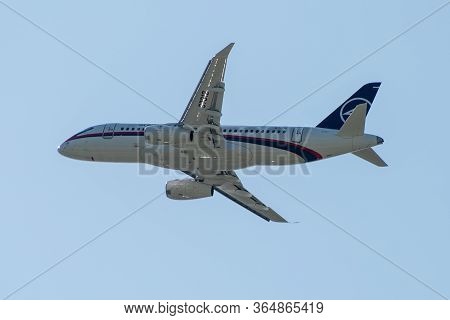 August 30, 2019. Zhukovsky, Russia. Russian Short-range Narrow-body Passenger Aircraft  Sukhoi Super