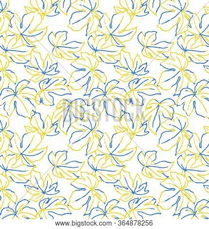 Seamless Floral Pattern Textile Style With Wildflowers, Leaves. Hand Drawn. Abstract Background For