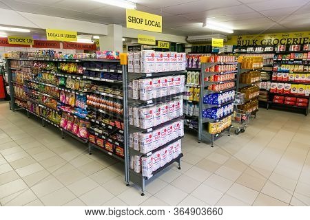 Fully Stocked Shelves Of Food And Household Items At Local Pick N Pay Grocery Store