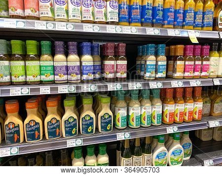 Orlando,fl/usa-5/3/20: The Salad Dressing  Aisle At A Whole Foods Market Grocery Store.