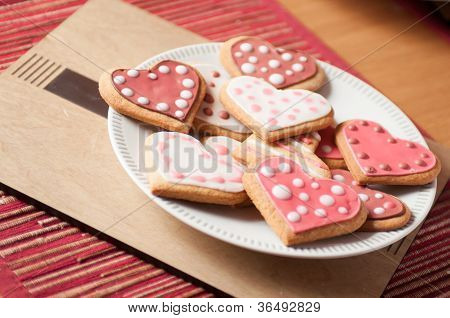 Pink og hvide hjerte Cookies