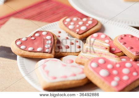 Pink og hvide hjerte Cookies