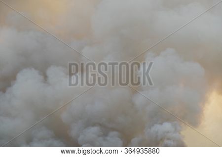 Raging Smoke Pattern Background Of Fire Burn In Grass Fields, Forests And Black And White Smoke To S