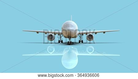 BlankÂ Mockup AircraftÂ on a Blue Background, White Clear FuselageÂ Glossy Commercial Jet Airplane,Â Take Off,Â AirlineÂ Travel Passenger Plane,Â Aviation Wings and Landing AirplaneÂ 3d illustration


