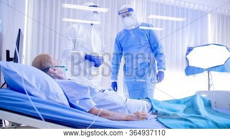 Doctor And Nurse Takecare Of Infected Covid19 Patient. Case From Coronavirus Social Issue Of World P