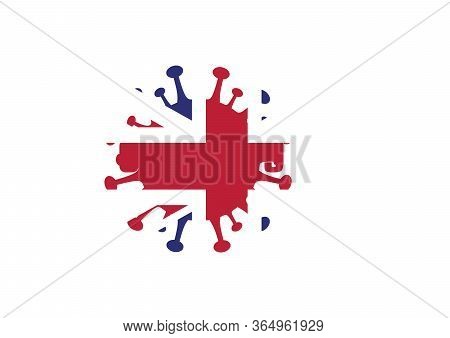 England Flag With Corona Virus, Covid-19 Shape