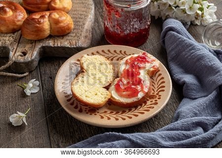 Jidasky Or Jidase - Czech Sweet Easter Pastry, With Butter And Marmalade