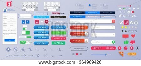 Set Of Elements For The Interface. Universal Ui Ux Kit For App Or Web. Constructor For Interfaces De