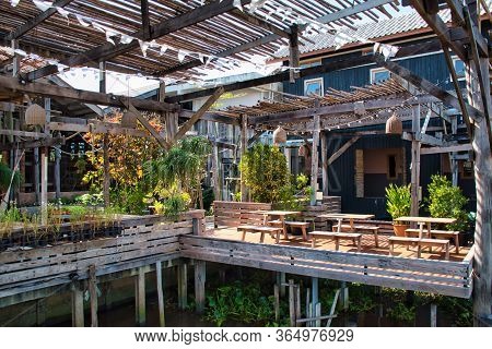 Ko Kret, Thailand 01.04.2020: Interior And Exterior Of The Rongsi Studio Cafe Restaurant And Homesta