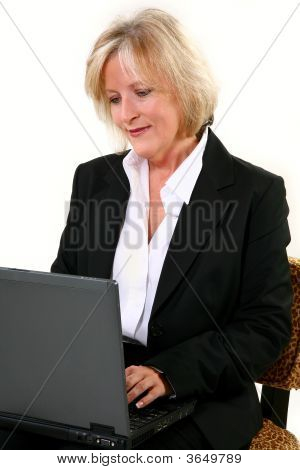 Attractive 40 Something Woman With Laptop