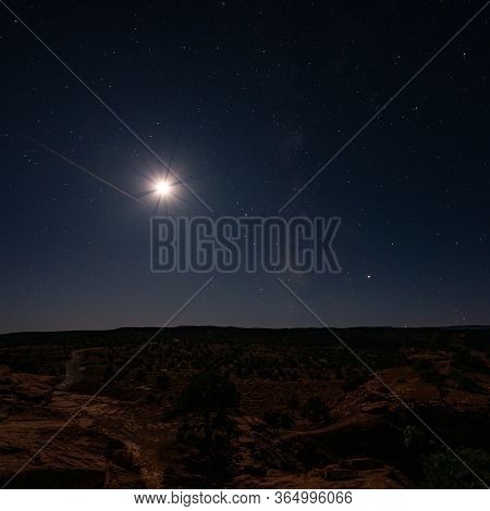 Moon Pretending To Be A Star With Burst