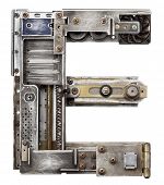 Industrial metal alphabet letter E