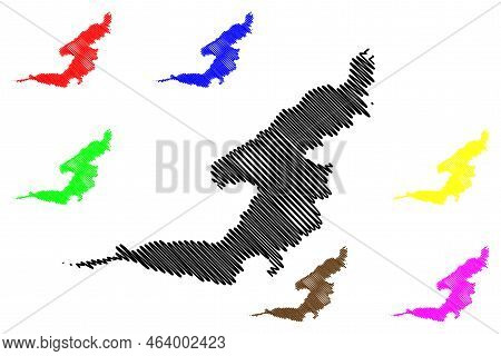 Bequia Island (saint Vincent And The Grenadines, Cenrtal America, Caribbean Islands) Map Vector Illu